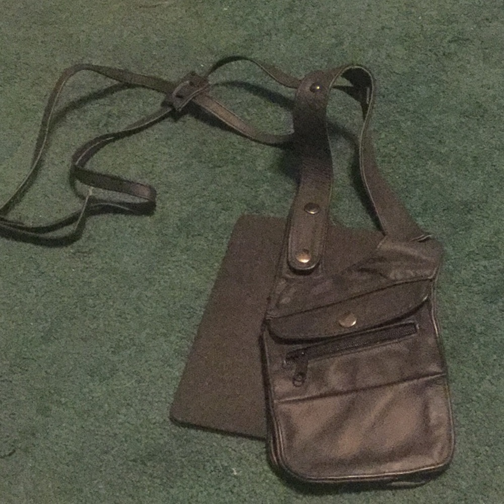 Leather Two shoulder strap travel pouch